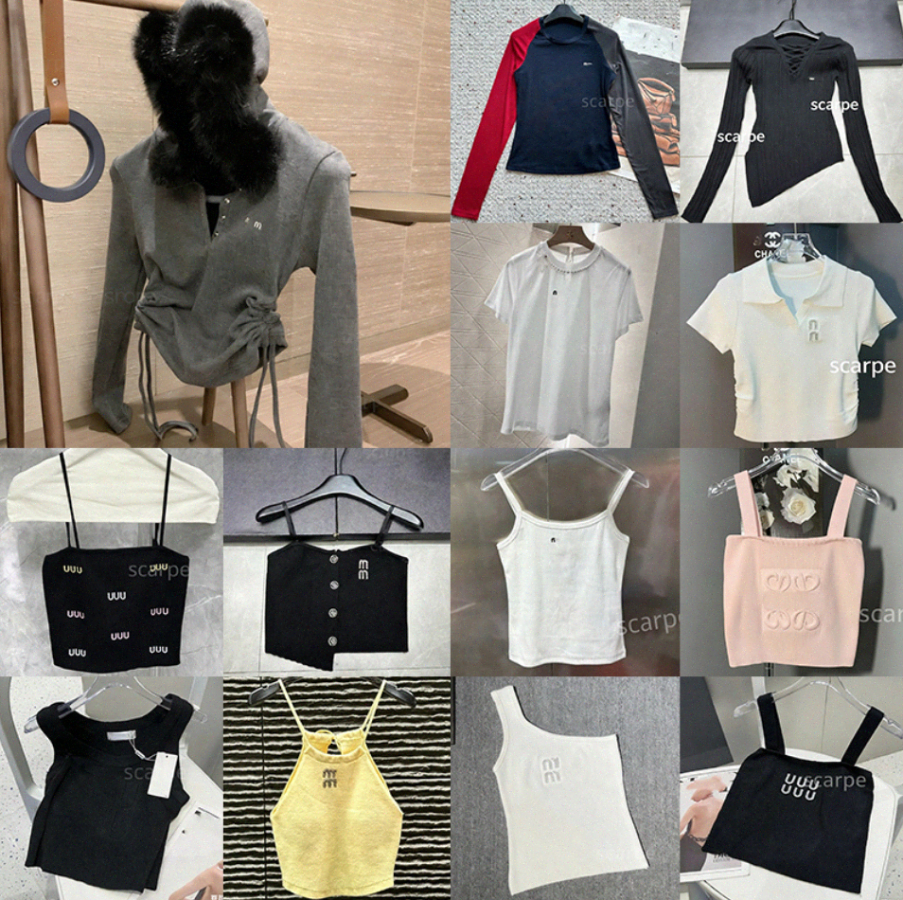 Designer Womens Knitted Tank Top Embroidery Cropped Vest Sleeveless Breathable 100% Cotton Camisole TopsroFv#