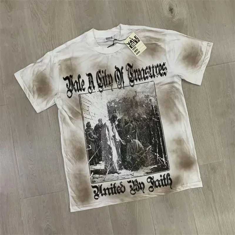 Vintage Hot Drill Letter Short Sleeve Pure Cotton Mens T-ShirtsMen Clothing X260316