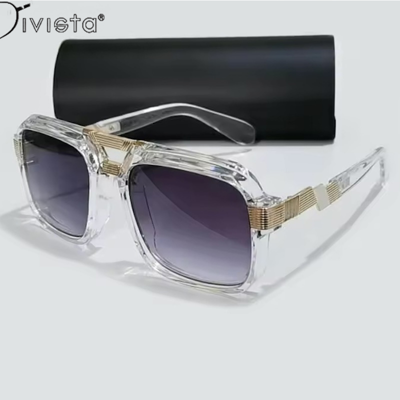 Luxury Original MOD669 Sunglasses Men Brand Black Square Shades UV400 Gradient Sun Glasses Cool One Piece Designer Steampunk Oversized IVSTA Fashion A