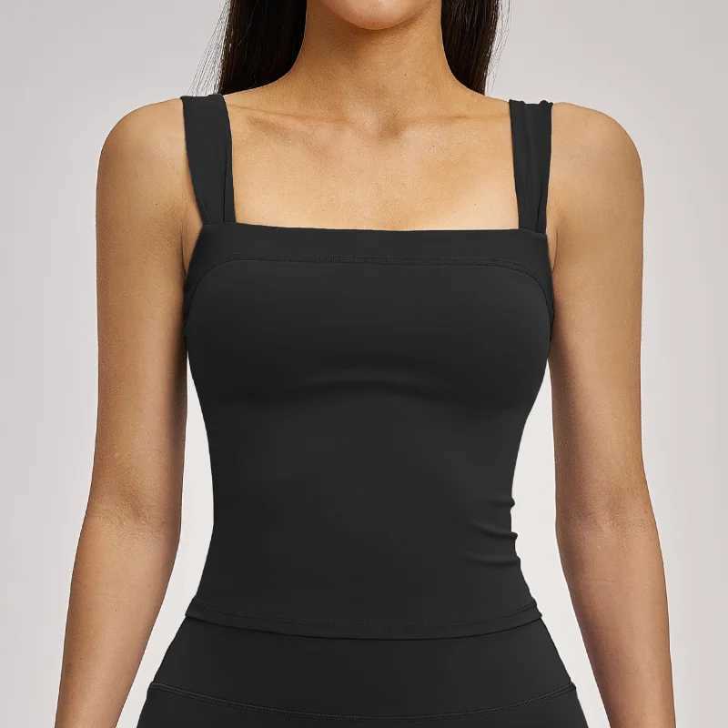 Yoga Tank Top With Chest Pads Womens Underwear High Elasticity Square Neck Beauty Back Fitness Sports Gym Vest For Woman Z20260319