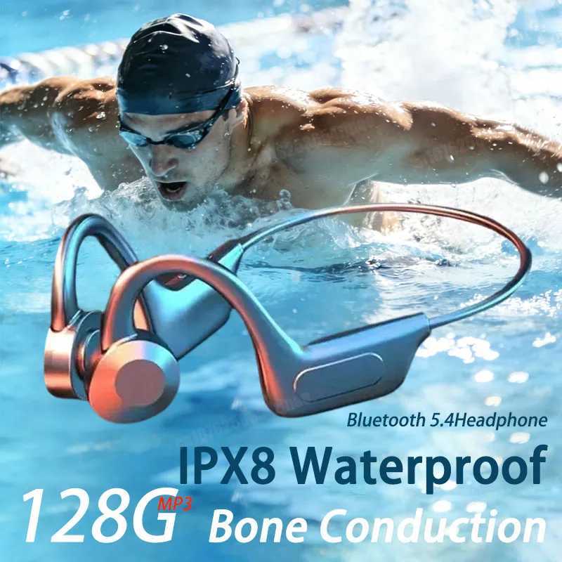 Bone Conduction Bluetooth Headphones 128G Card Air conduction Painless Waterproof Ear-hanging Sports Earphones With Mic D260319
