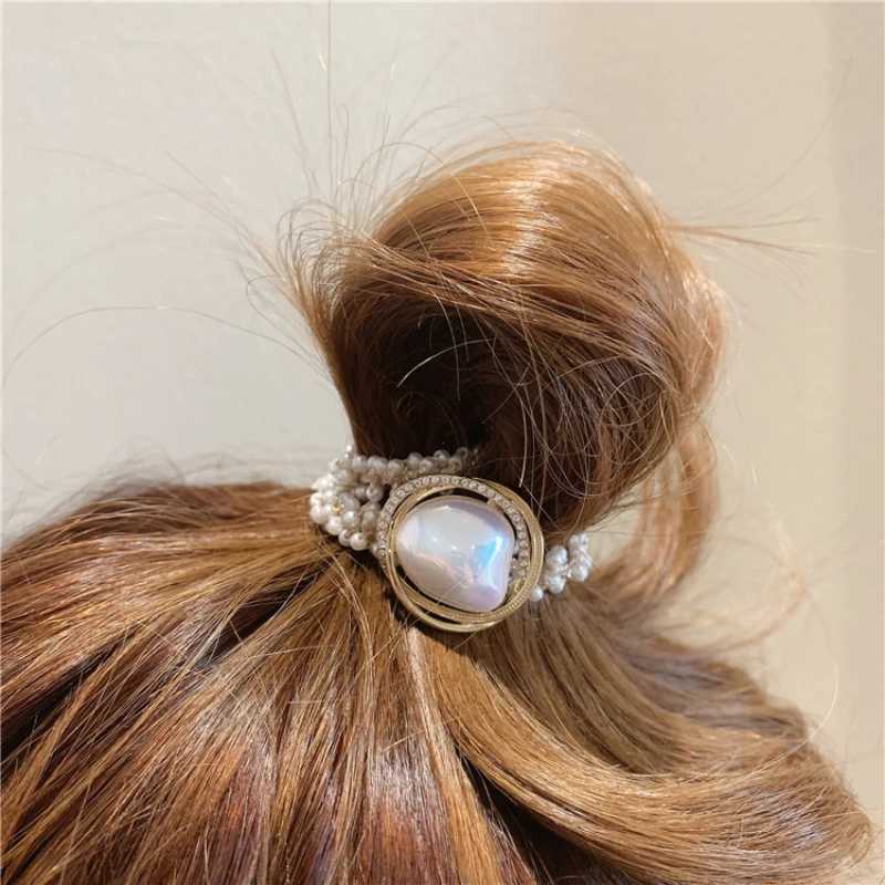 Exquisite Lady Pearl Hair Ties Elegant Women Scrunchies Rubber Band Fashion Elastic Ponytail Holders Hairband Jewelry Hair Clip H260319