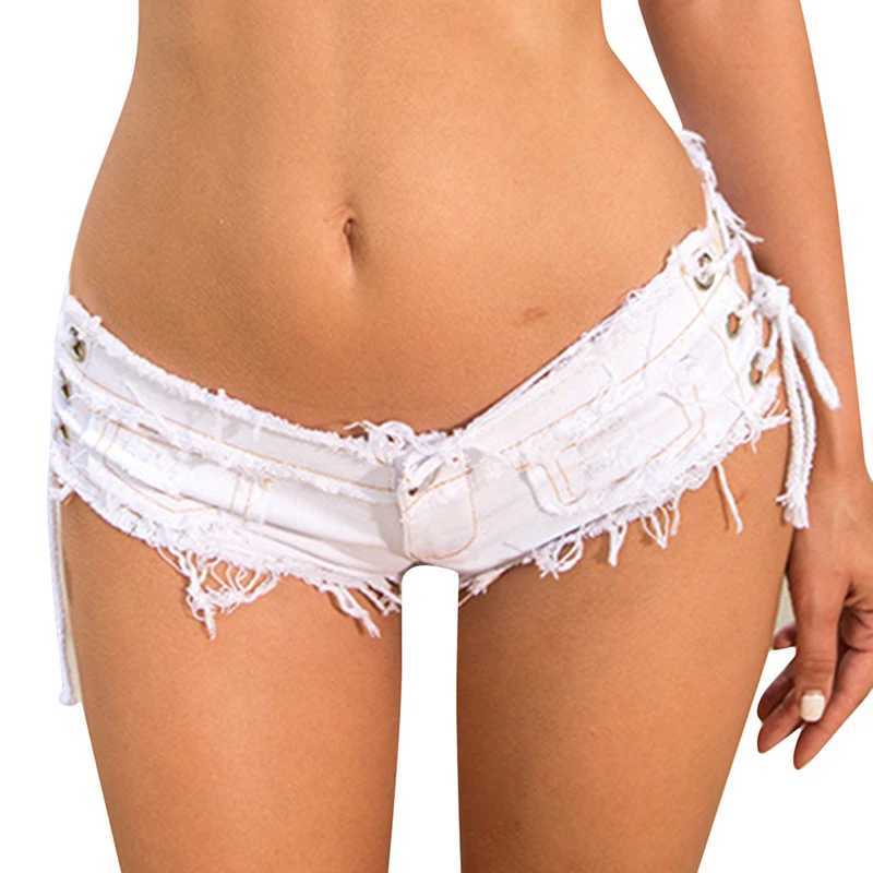 Bandage Design Denim Shorts For Women Trendy Hot Pants Ultra Short Nightclub Womens Sexy Beach Vacation 2024 New FashionSummer M260319