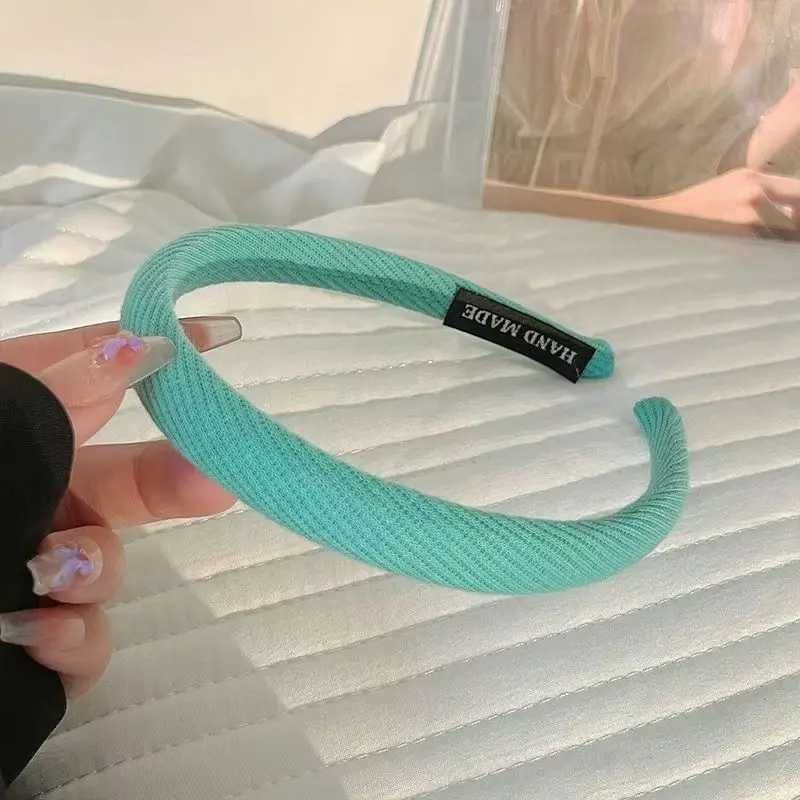 Mint Blue Knitted Cotton Headbands Thin Hairbands For Women Girls Chic Hair Holder Solid Plain Bezel Simple Hair Accessories H260319