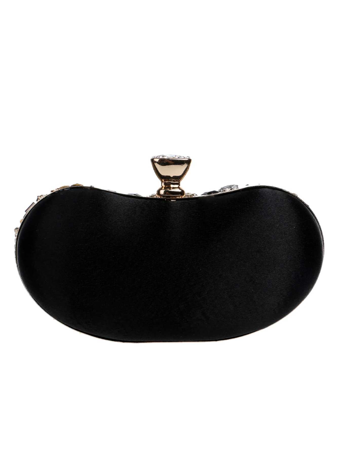 Embroidery Design Lady Gift Clutch Beading Hollow Out Style Evening Bags Black Color Diamonds Metal Golden Handbags Purse W260319 - view 5