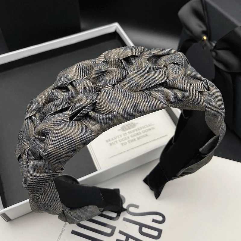 Retro woven hairpin headband for women with high skull top adult daily wide edge hair compression face wash headband H260319