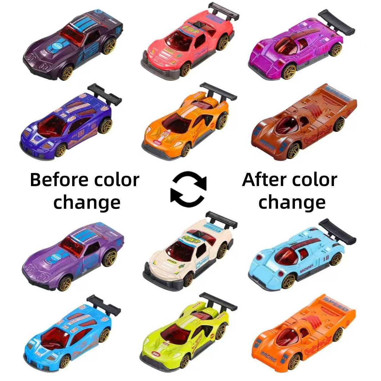 6 Pcs Color Changing Racing Cars Water Activated Bath Toys Theme Party Giveaways Goodies Funny Cars Model Gift for Boys Girls Y260319