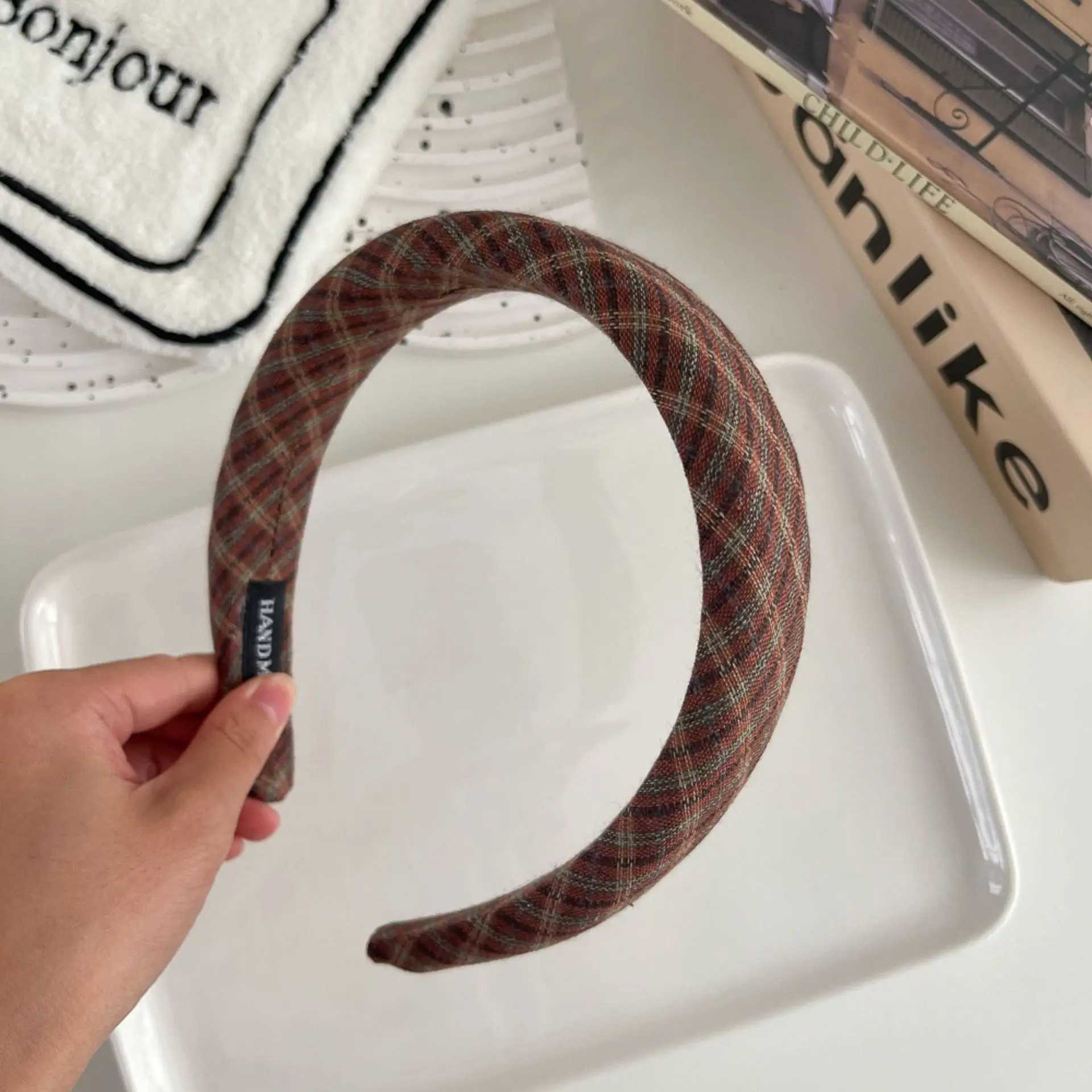 British College Style Plaid Hairbands Headband Women Girl Scrunchies Hair Head Hoop Band Accessories Headdress Headwear Ornament H260319