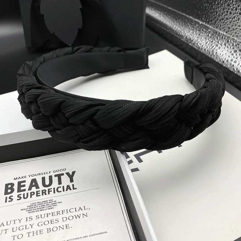 Retro black hairpin headband for women with adult temperament high cranial top hair cavity headpiece pressed hair headband H260319