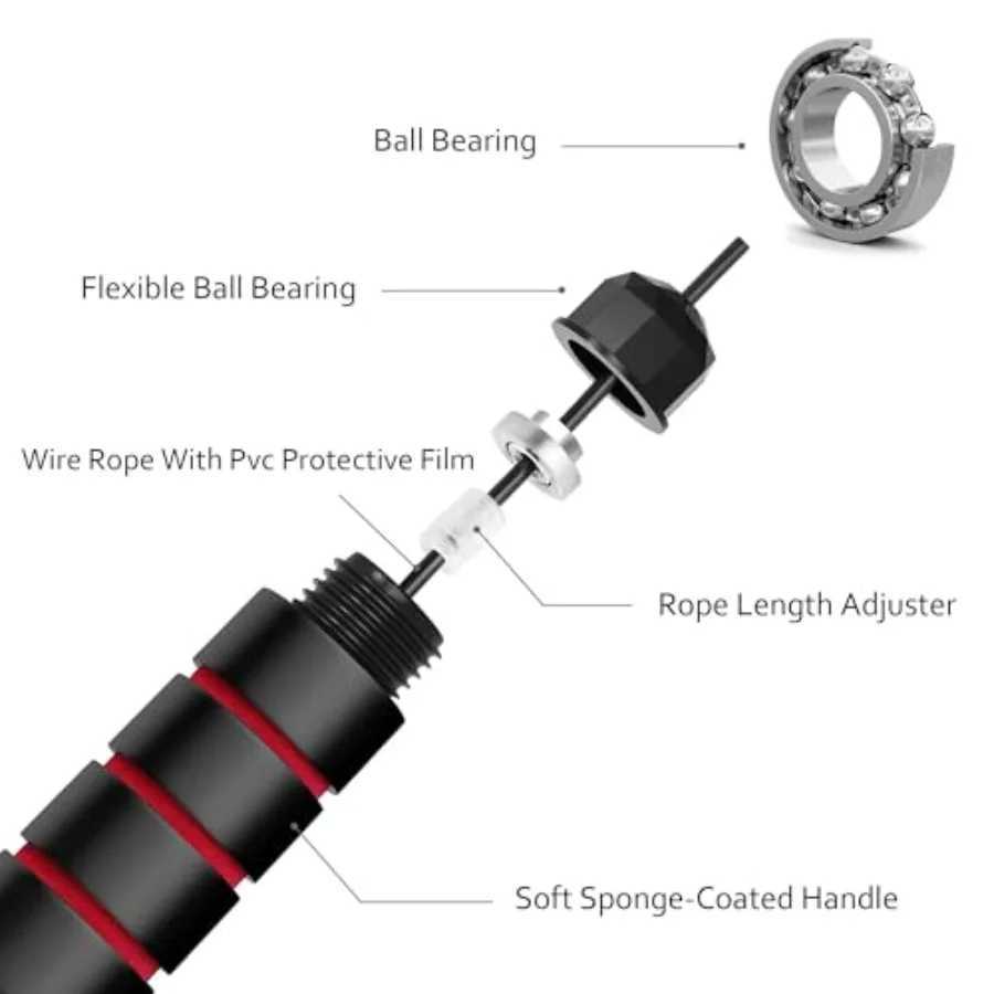 Jump Rope for Fitness Adjustable Speed Jump Rope with Ball Bearings Tangle-Free Skipping Rope for Women Men Durable Steel Cable M260319