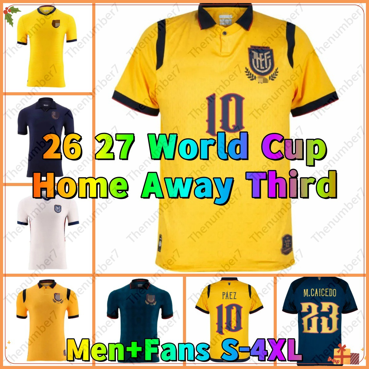 2026 Ecuador Wold Cup soccer jersey HINCAPIE PAEZ M.CAICEDO PACHO Home away third 26 27 Ecuador Football Shirts uniform ORDONEZ ESTUPINAN Men kids Camisetas de Futbol