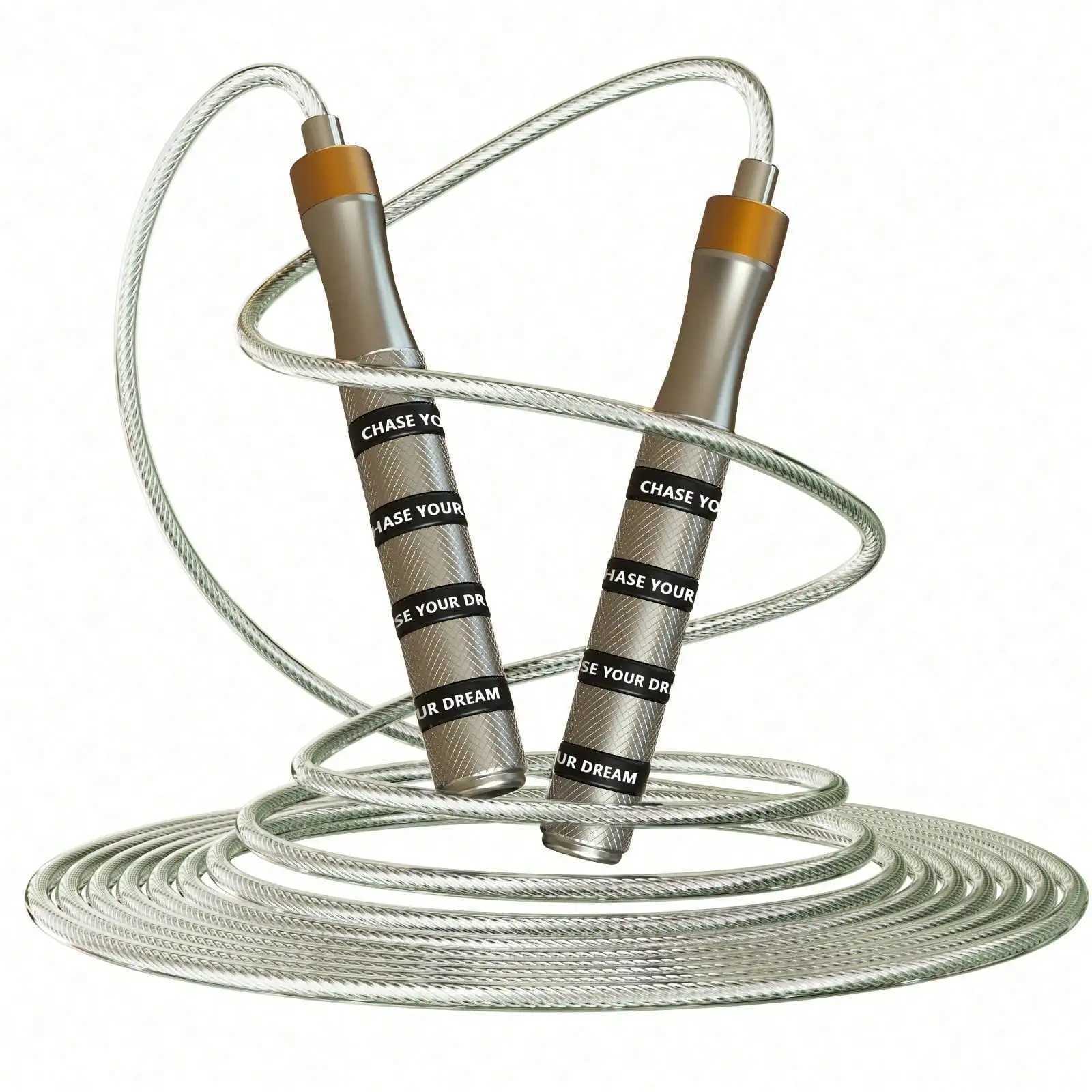 Adjustable Speed Jump Rope 10ft Steel Cable 360 Dual Bearings Anti-Slip Metal Grips Fast Durable for CrossFit HIIT M260319