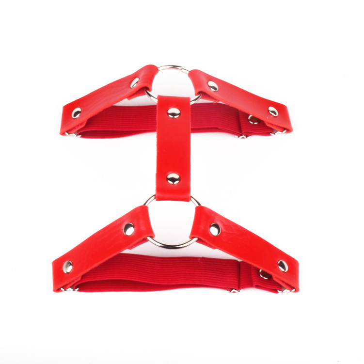 Anklets 5 PCS/LOT PU Leather Round Metal Ring Garter Belt with Punk-Style Leg Rings Leg Chains