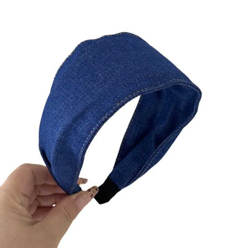 Korean Style Simple Ultra-Wide Denim Fabric Wide Edge Headband New Fashion Versatile Face-Slimming Hair Accessory Headband New H260319