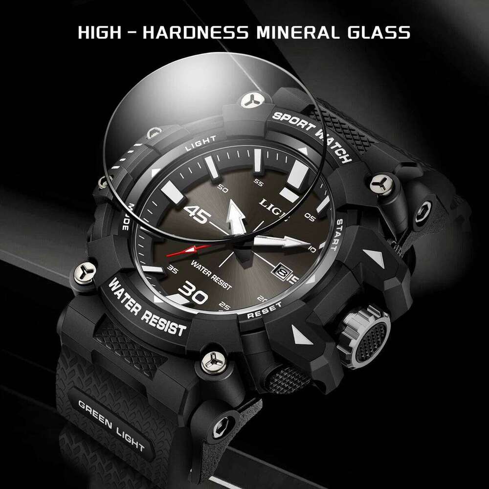 LIGE New original Military Sport Waterproof Quartz Chronograph Wrist For Fashion Luminous Big Dial Watch Men