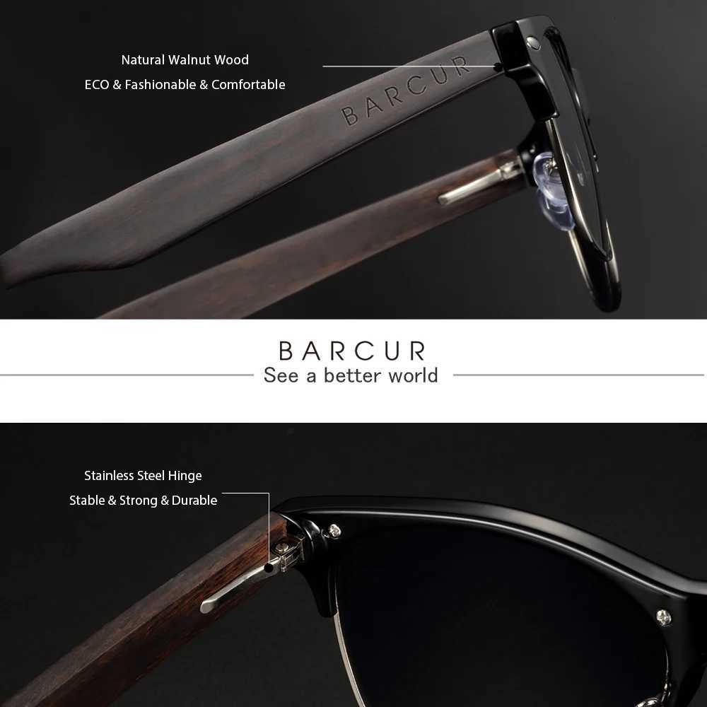 BARCUR Polarized Ebony Black Sunglasses Zebra Natural Wooden Sun glasses for Men Driving Fishing Women Eyewear Accessory Oculos H260319 - view 4