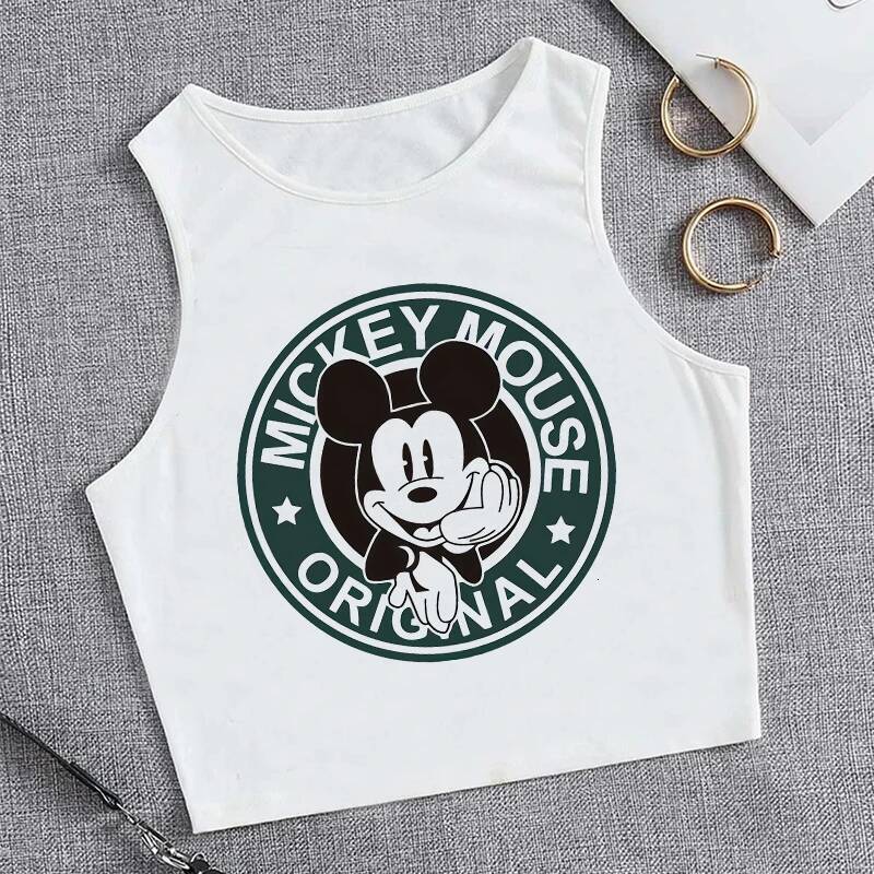90s Y2k Vest Mickey Minnie Mouse Crop T-shirt Women Tank Top T Shirt Female Clothes Kawaii Disney Cropped Tshirt - view 3