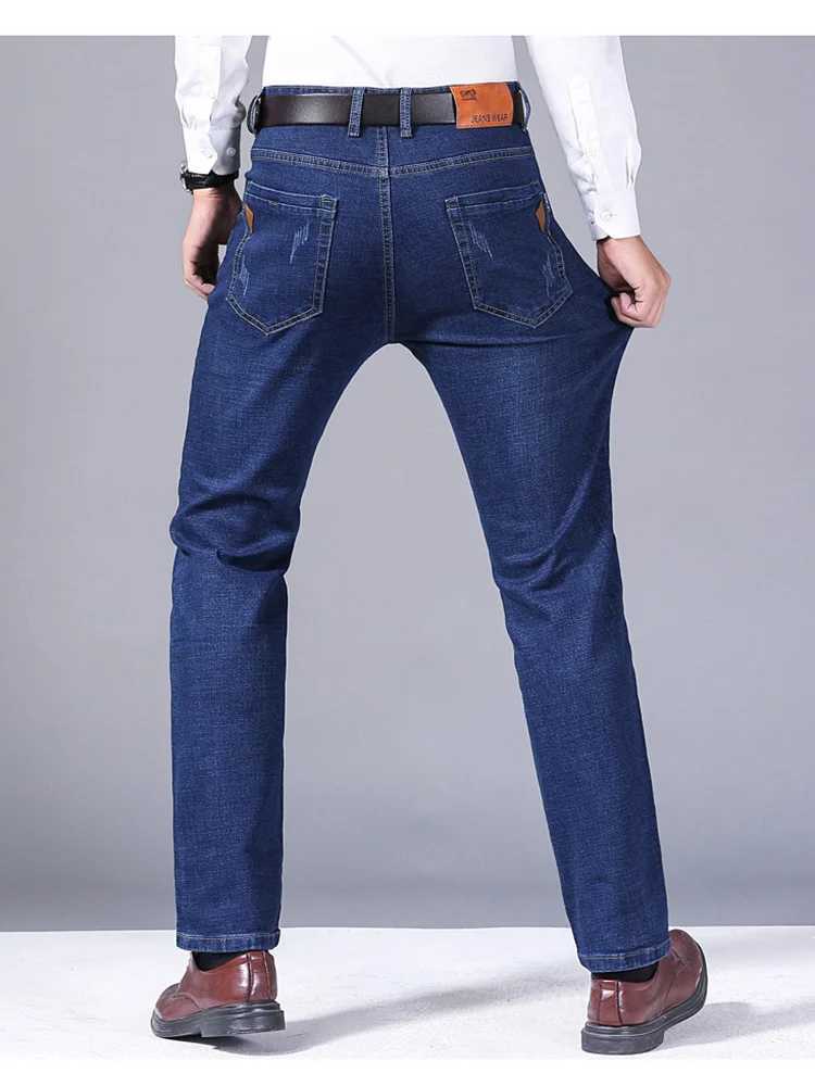 Men Fashion Straight Jeans Men 2024 New Stretch Slim Fit Pants Comfortable Soft Business Denim Trousers Male Brand Clothing M260319