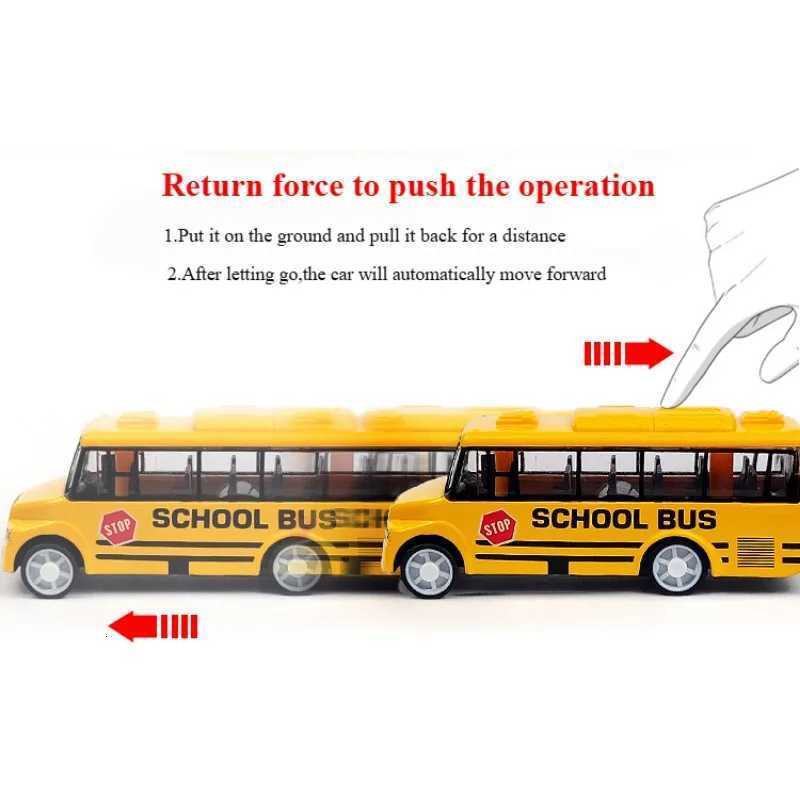 Childrens Educational Toys Rear Alloy School Bus Sand Table Decoration Airport Metal Pull-Back Bus Model Boy Gift Y260319
