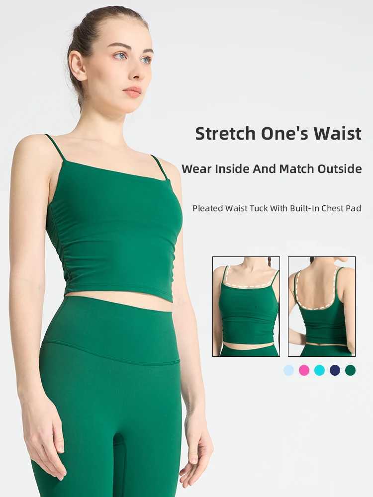 Fashion Solid Color Suspender Tops Pleats Women Fitness Bra Sexy Yoga Vest Running Fitness Gym Sports Athletic Top Sportswear Z20260319