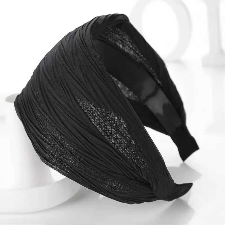 Wide Chiffon Fabric Hairband for Women Solid Color Soft Mesh Girls Sweet Hair Ornament Headband Hair Hoop Fashion Hair Accessory H260319