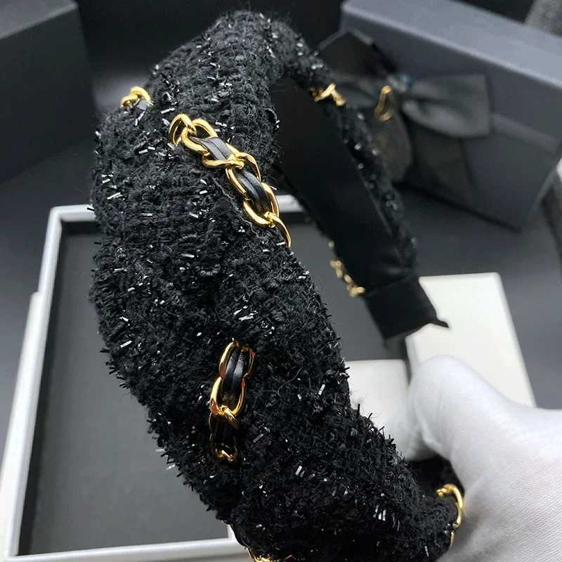 High end black headband headband fashionable chain wrapped headband hair clip to increase the height of the skull hair clip H260319