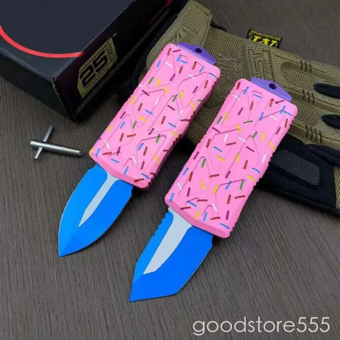 fixed blade knife 2Models Mini Donut Exocet Money Clip Fixed Blade Knife 1.96 pocket knife D2 Blade, couteau Aviation Aluminum Handles