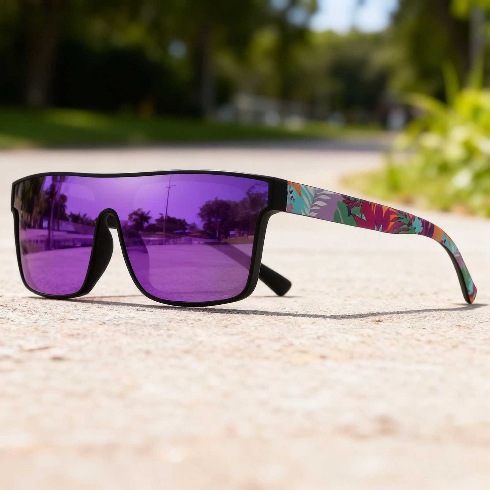 4PCS Classic Square Fashion Sports Sunglasses - Patterned Temples Unisex for Cycling Hiking Travel - Perfect Gift H260319 - view 5