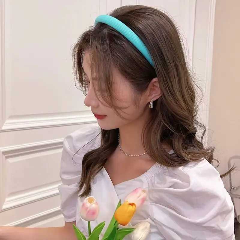 Mint Blue Knitted Cotton Headbands Thin Hairbands For Women Girls Chic Hair Holder Solid Plain Bezel Simple Hair Accessories H260319