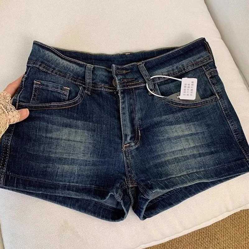 Womens Denim Shorts 2026 Summer Sexy Low-Waisted Skinny Elastic Jean Short Pants Woman Vintage Y2K Streetwear Hot Shorts M260319