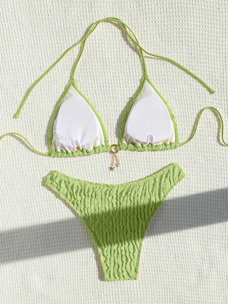 Sexy Bikinis Sets Two-piece Womens Swimsuit Ruffled Halter Neck Bikini 2026 Female Swimwear for Woman Beach Wear Bathing SuitT260318