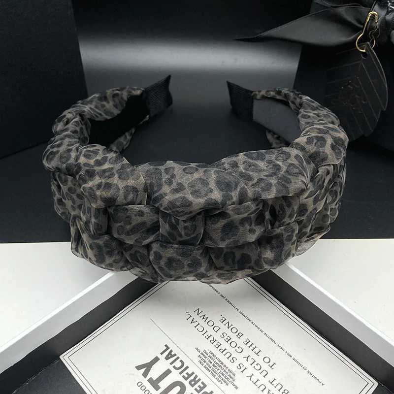 Leopard print headband for women with high skull top Western style wide edge pressed hair face wash headband H260319