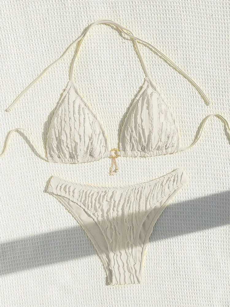 Sexy Bikinis Sets Two-piece Womens Swimsuit Ruffled Halter Neck Bikini 2026 Female Swimwear for Woman Beach Wear Bathing SuitT260318