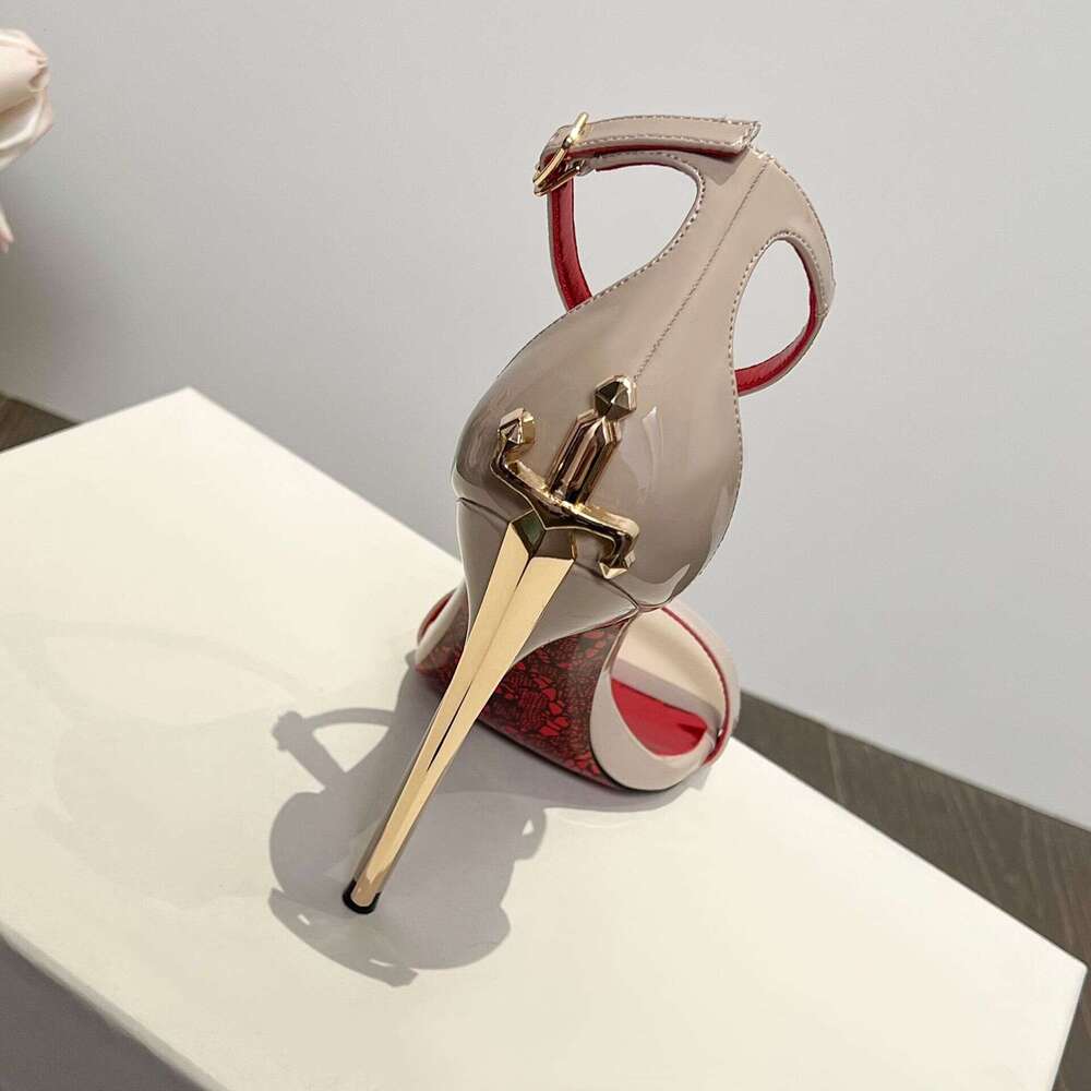 New Red Sole Patent Leather Strap High Heel Sandals For Women Royal Sister Style Thin Heel Sexy Fashionable Versatile