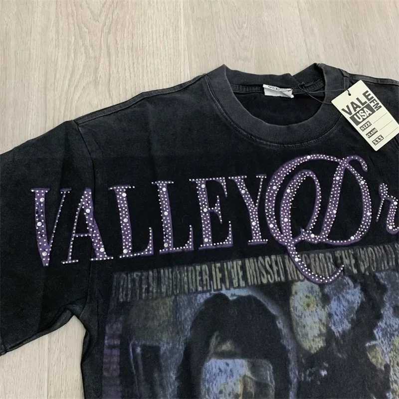 Vintage Hot Drill Letter Short Sleeve Pure Cotton Mens T-ShirtsMen Clothing X260316