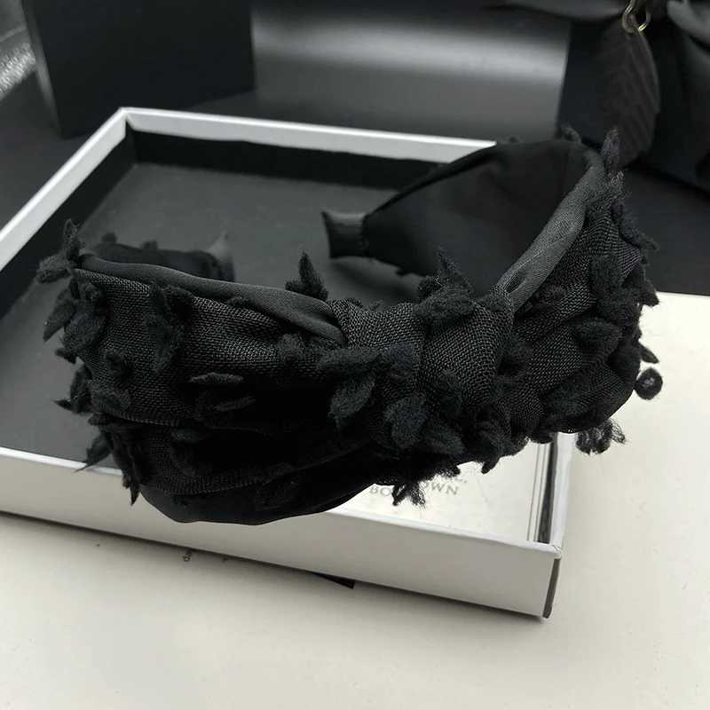 Original design Black hair clip headband for women new adult fashion hair tie headband with wide edge compression headband H260319