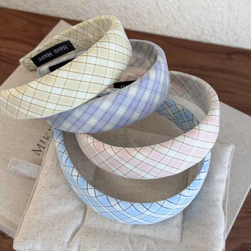 Cloth Plaid Sweet Headband Womens Korean Fashion Fresh Hair Band Outdoor Hair Accessories H260319