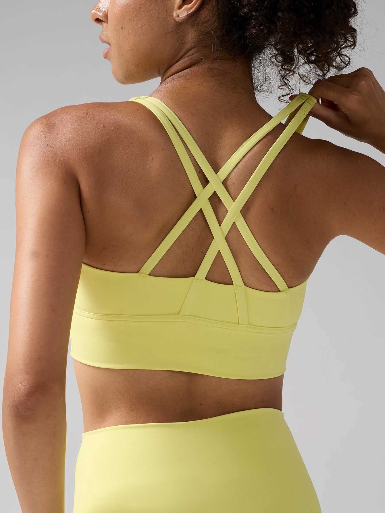 Solid Color Women Sports Bras Back Cross Sports Underwear High Shockproof Breathable Running Cycling Fitness Workout Yoga Vest Z20260319