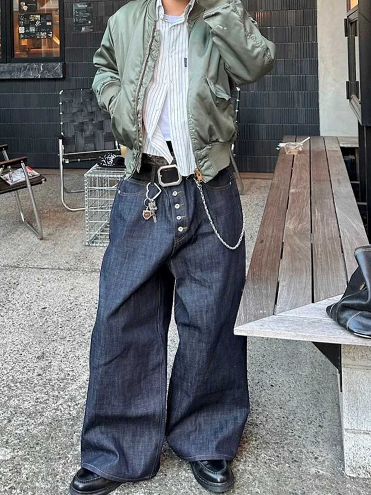 MIJKO High Street Cleanfit Drak Blue Jeans for Men and Women Straight Vintage Casual Denim Trousers ZJ089 M260319