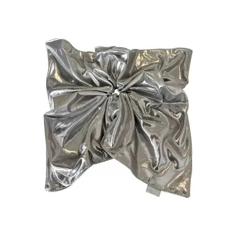 Silver Leather Square Scarf Hair Band High Elastic Hair Accessories For Women H260319