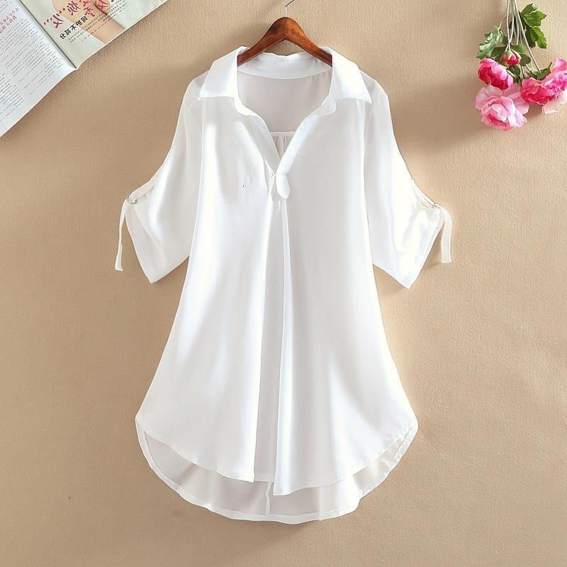 Mid-Length Short-Sleeve Blouse 2025 Summer New Large Size Loose Waist Slimming Chiffon Top for Women Trendy - view 5