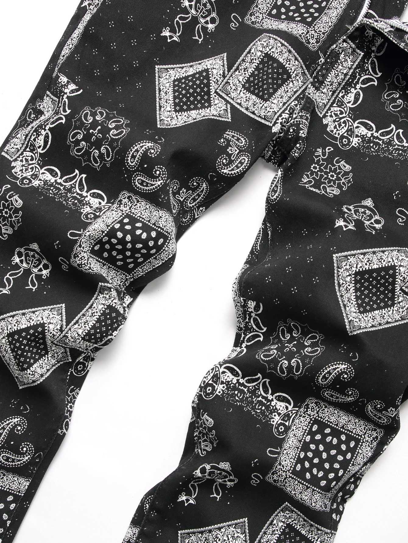 Stylish Mid Stretch Slim Fit Jeans - Mens Mid Waist Distressed And Ripped Denim Jeans With Tassels For All Seasons Street Wear M260319