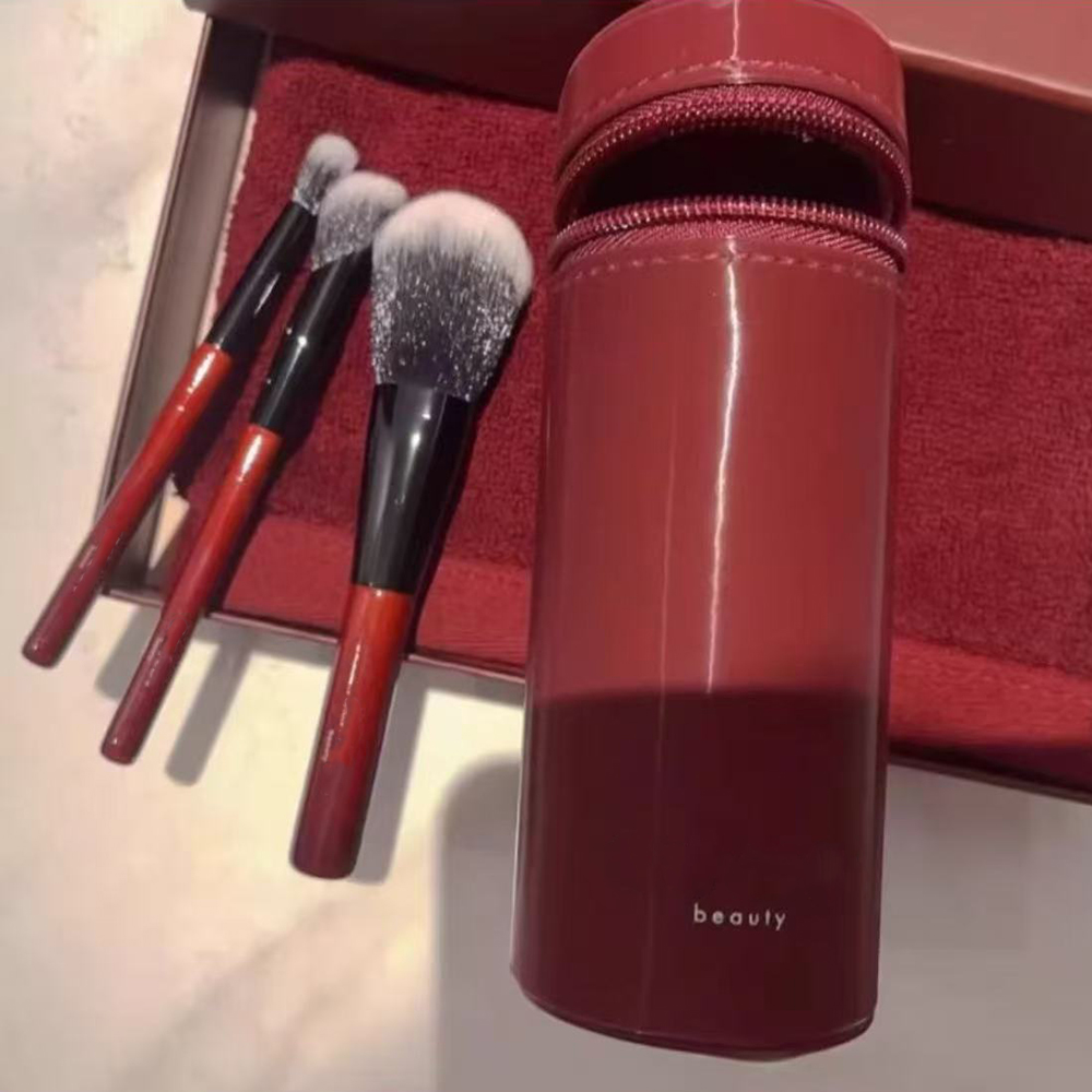Designer Angolan Red Makeup Brush with Storage Tube Makeup Brush Makeup Tool Cosmetic Blush Brush Gift Box Girl Valentine's Day Birthday Gift