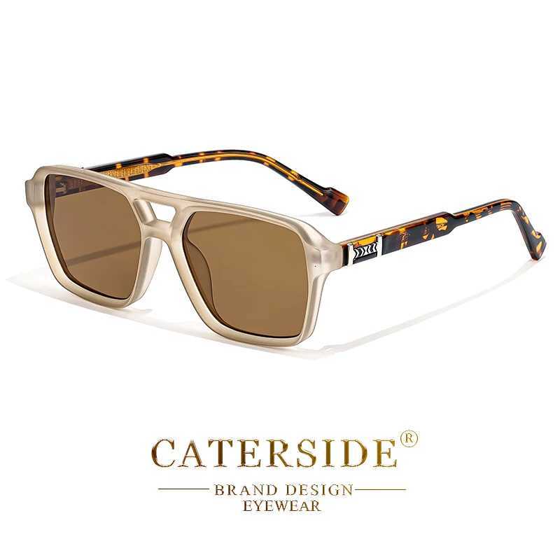 CATERSIDE Retro Square Sunglasses Men Punk Flat Top Double Bridge High Quality Sun Glasses for Women Party Festival Gifts H260319 - view 5