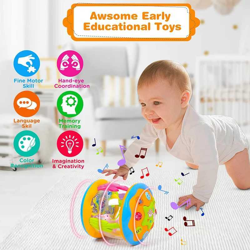 Baby 4 in 1 Tummy Time Crawling Toy Early Learning Sea Animals Sensory Toy Light Up Musical Projector for Infant Toddler Gifts Y260319