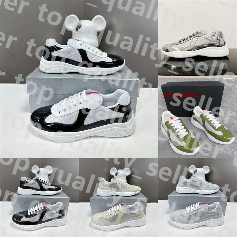 With Box New Classic Women Designer Sneakers Mesh Nylon Outdoor Mens Trainers Womens Casual Shoes Americas Cup Patent Leather Fashion Out Office Sneaker First 36-48