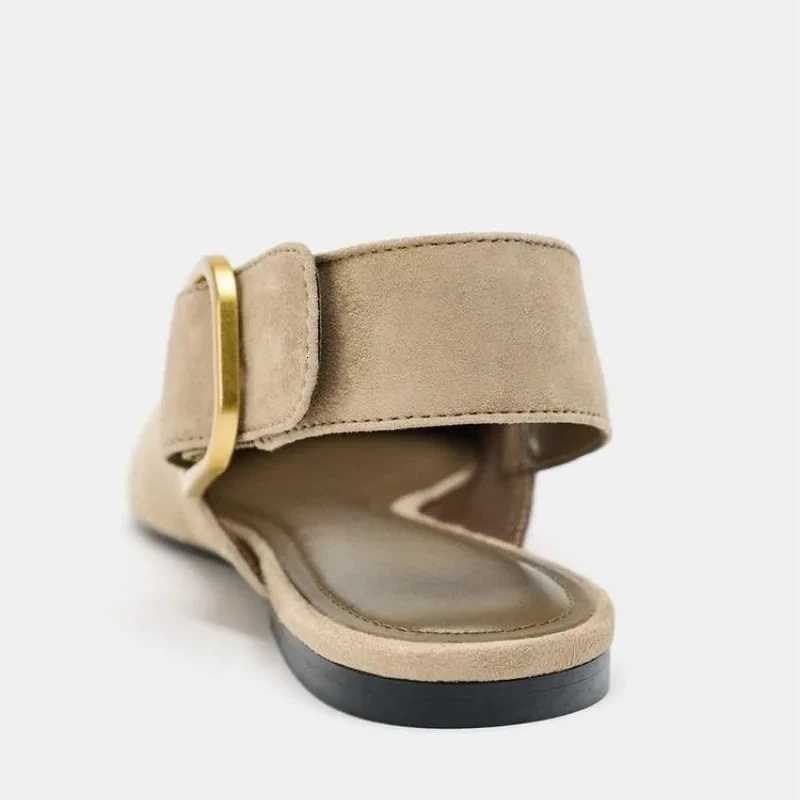 Retro Womens Shoes Fashion Pointed Tip Flat Sandals for Woman Elegant French Casual Shoes Luxury Shoes Sandalias Mujer Z260318