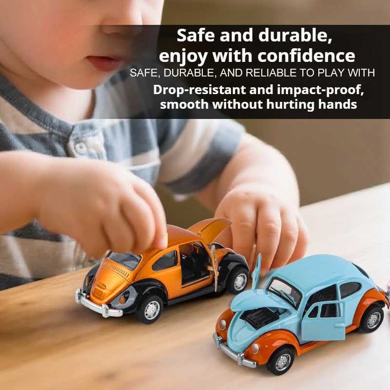 Beetle Classic alloy car model mini simulation three-door pull-back alloy car toy birthday gift for adults and kids 160 scale Y260319