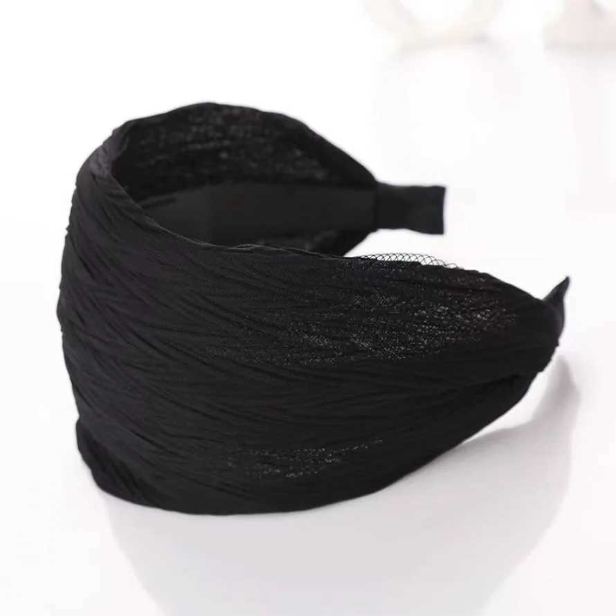Wide Chiffon Fabric Hairband for Women Solid Color Soft Mesh Girls Sweet Hair Ornament Headband Hair Hoop Fashion Hair Accessory H260319