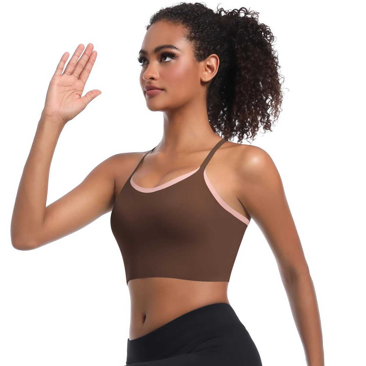 Yoga Bra Women Sports Bra Fitness Yoga Vest Training Gym Yoga Underwear Cross Straps Double Tone Color Running Yoga Tank Top Z20260319
